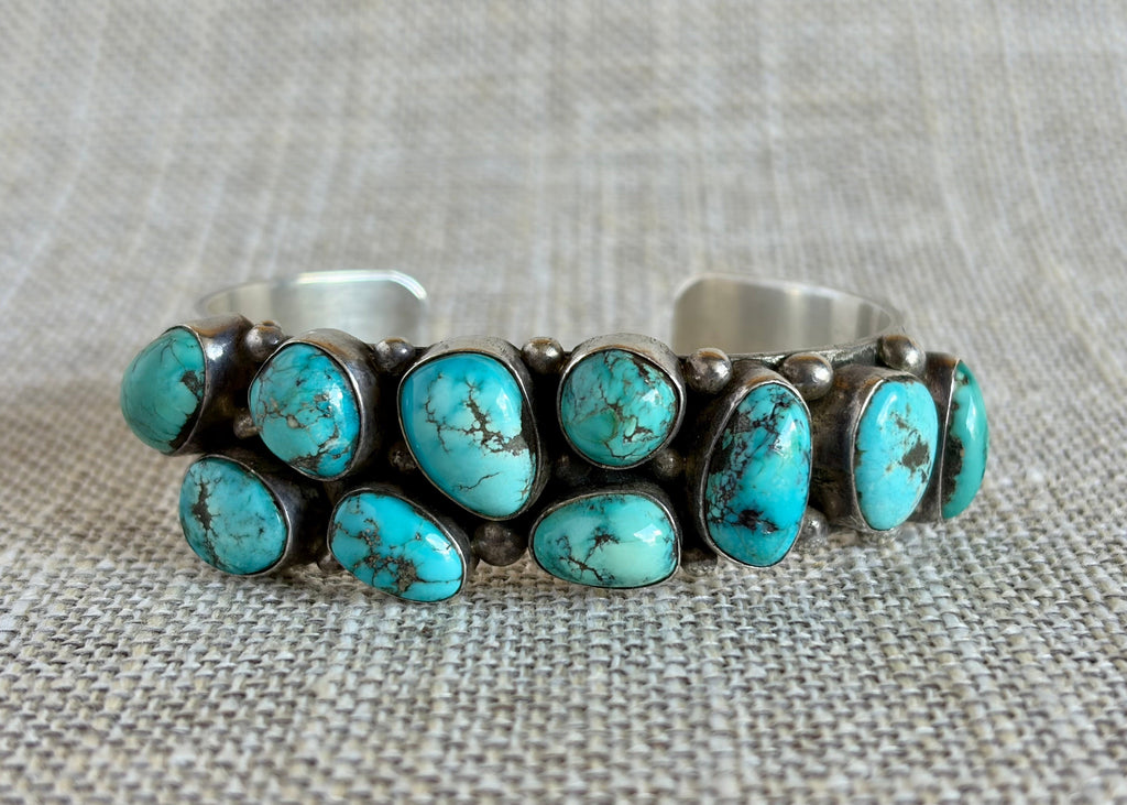 Chunky Turquoise and Sterling Silver Cuff Bracelet