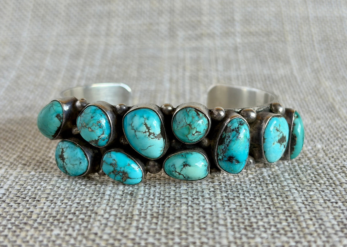 Chunky Turquoise and Sterling Silver Cuff Bracelet
