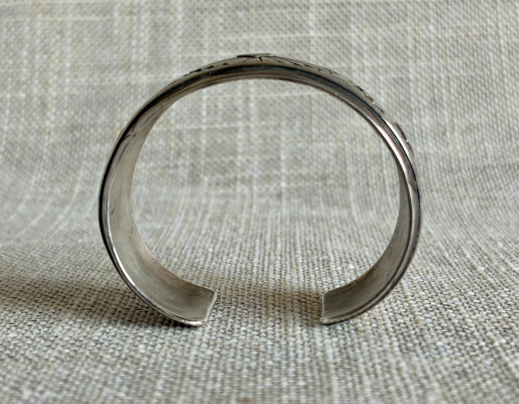 Vintage Sterling Silver Cuff Bracelet Created by Navajo Artist R Wylie