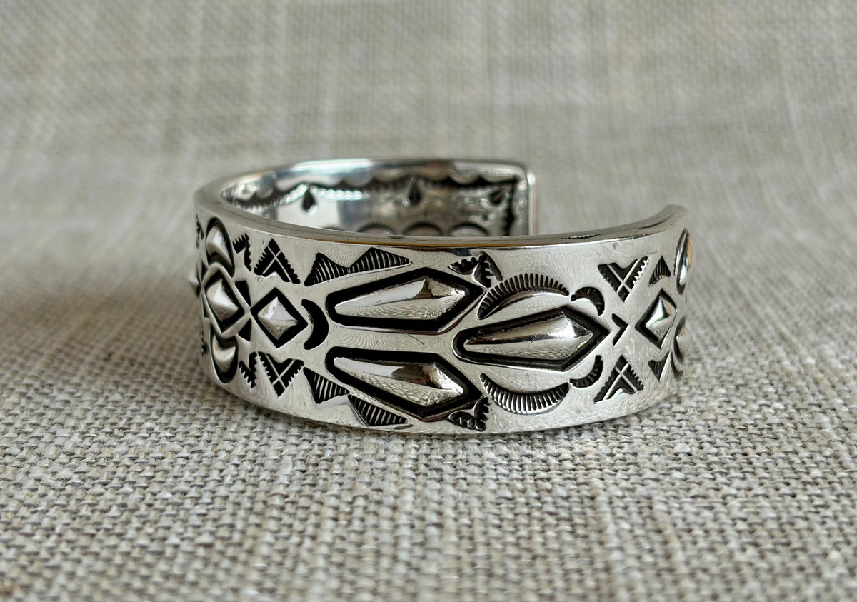 Sterling Silver Cuff Bracelet Created and Signed by Navajo Artist Rudy Willie