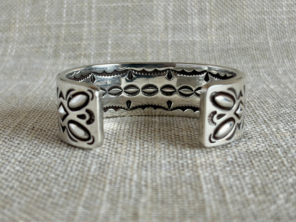 Sterling Silver Cuff Bracelet Created and Signed by Navajo Artist Rudy Willie