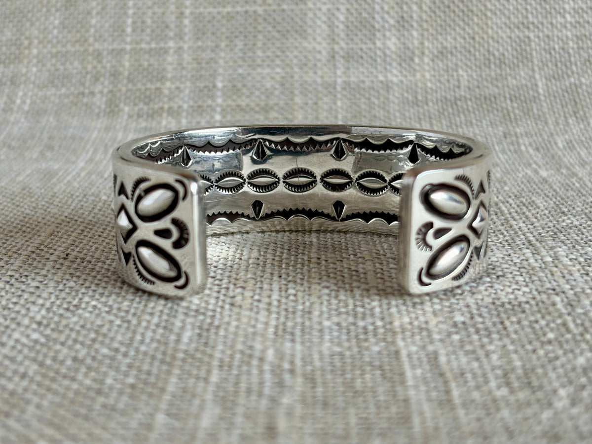 Sterling Silver Cuff Bracelet Created and Signed by Navajo Artist Rudy Willie