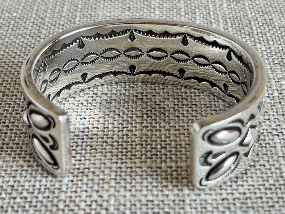 Sterling Silver Cuff Bracelet Created and Signed by Navajo Artist Rudy Willie
