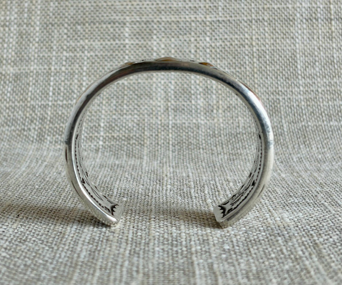 Sterling Silver Cuff Bracelet Created and Signed by Navajo Artist Rudy Willie