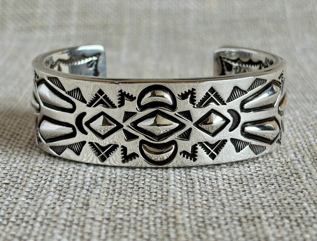 Sterling Silver Cuff Bracelet Created and Signed by Navajo Artist Rudy Willie