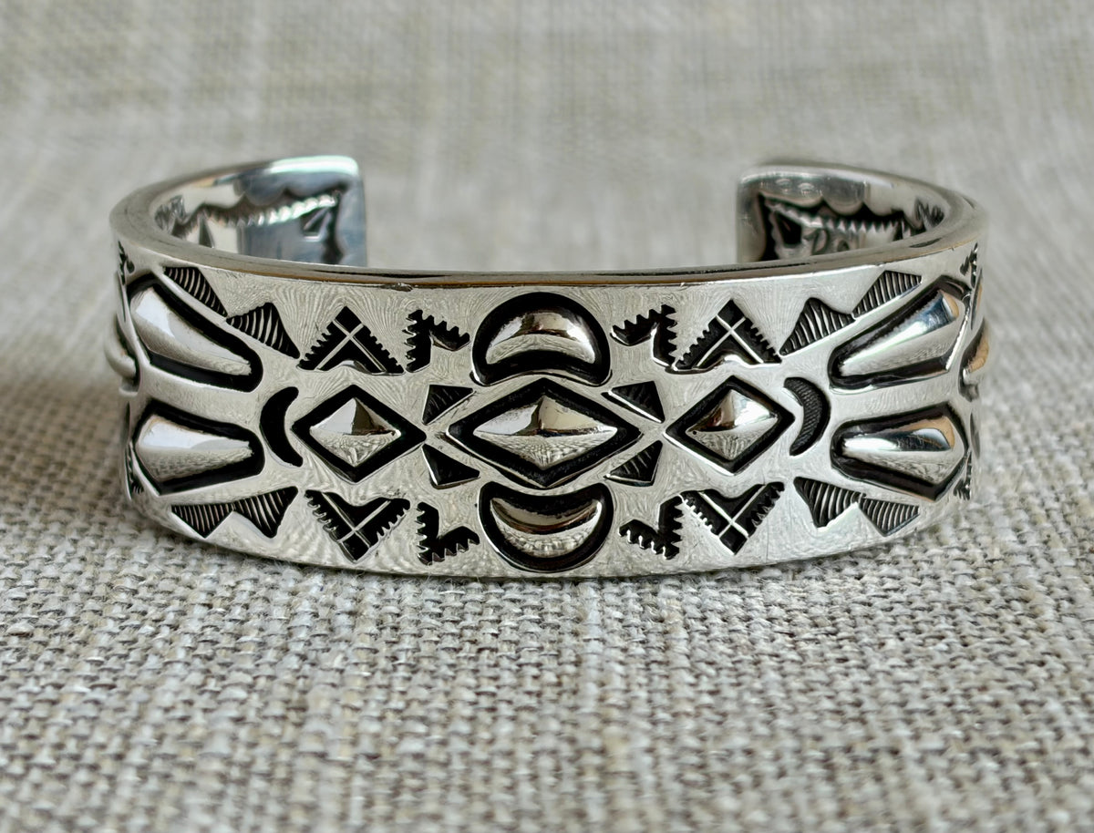 Sterling Silver Cuff Bracelet Created and Signed by Navajo Artist Rudy Willie
