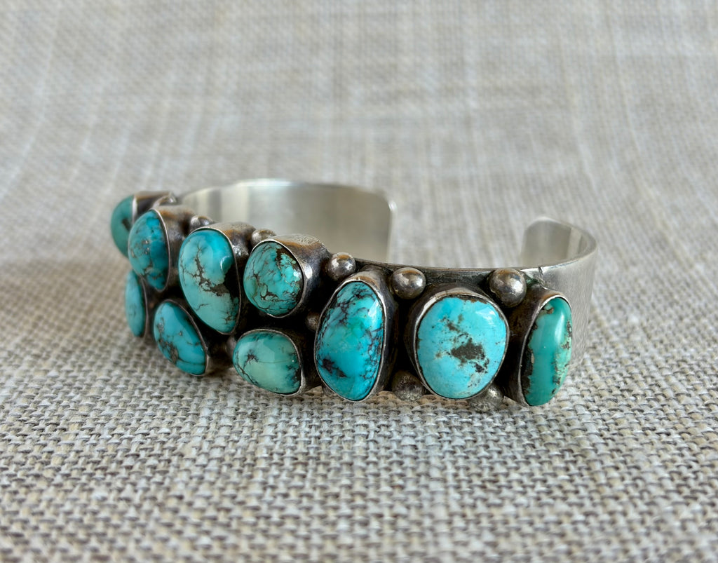 Chunky Turquoise and Sterling Silver Cuff Bracelet