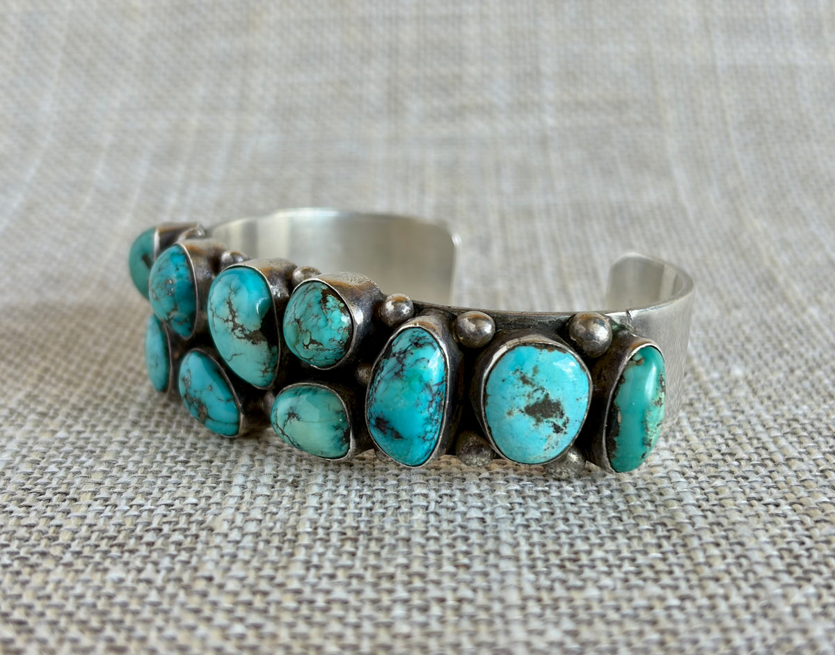 Chunky Turquoise and Sterling Silver Cuff Bracelet