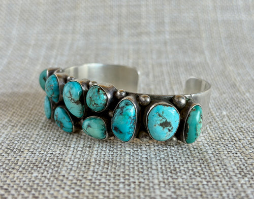 Chunky Turquoise and Sterling Silver Cuff Bracelet