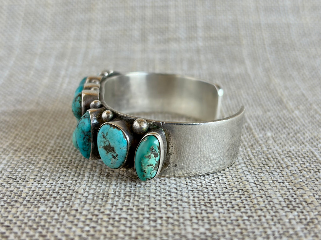 Chunky Turquoise and Sterling Silver Cuff Bracelet