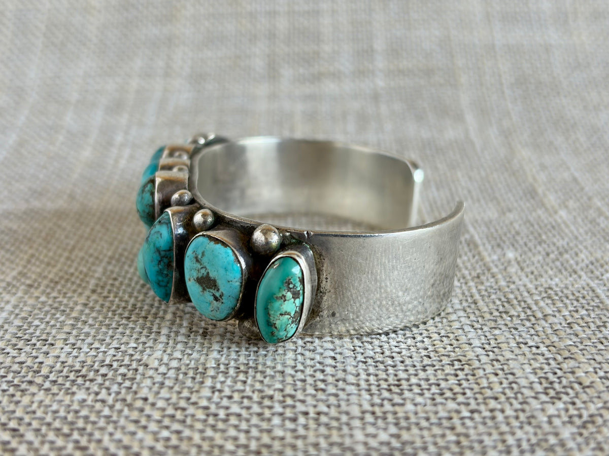 Chunky Turquoise and Sterling Silver Cuff Bracelet