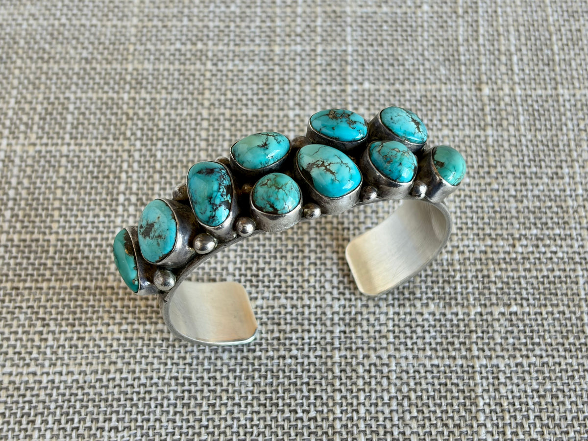 Chunky Turquoise and Sterling Silver Cuff Bracelet