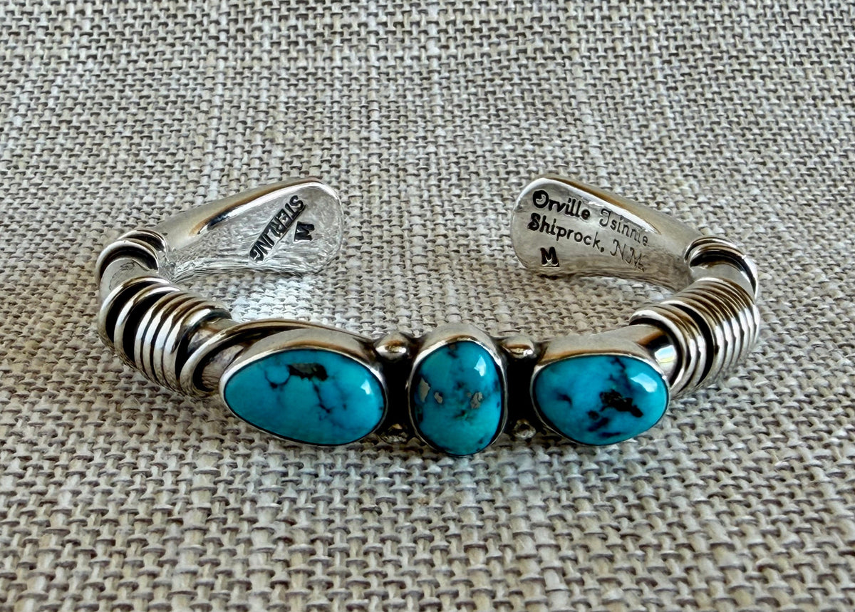 Orville Tsinnie Morenci Turquoise and Sterling Silver Cuff Bracelet
