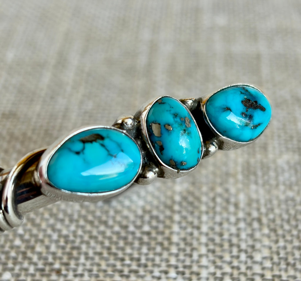 Orville Tsinnie Morenci Turquoise and Sterling Silver Cuff Bracelet