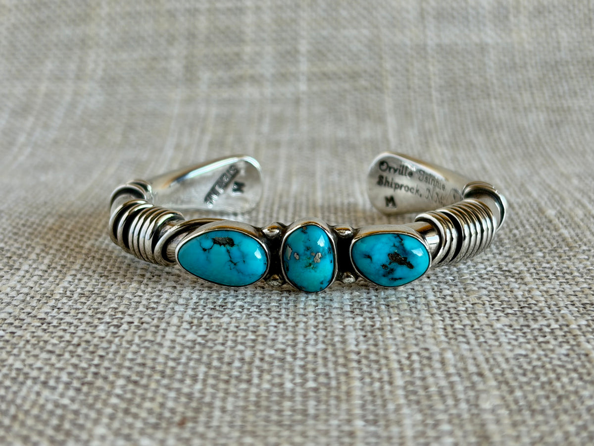 Orville Tsinnie Morenci Turquoise and Sterling Silver Cuff Bracelet
