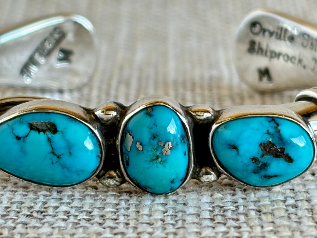 Orville Tsinnie Morenci Turquoise and Sterling Silver Cuff Bracelet