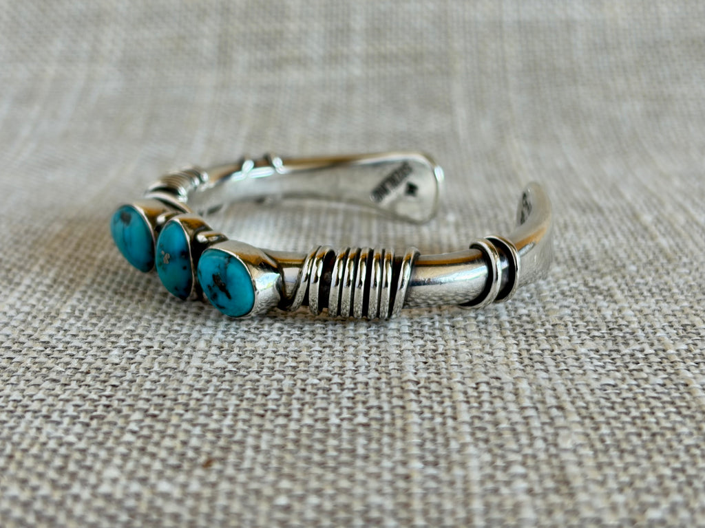 Orville Tsinnie Morenci Turquoise and Sterling Silver Cuff Bracelet