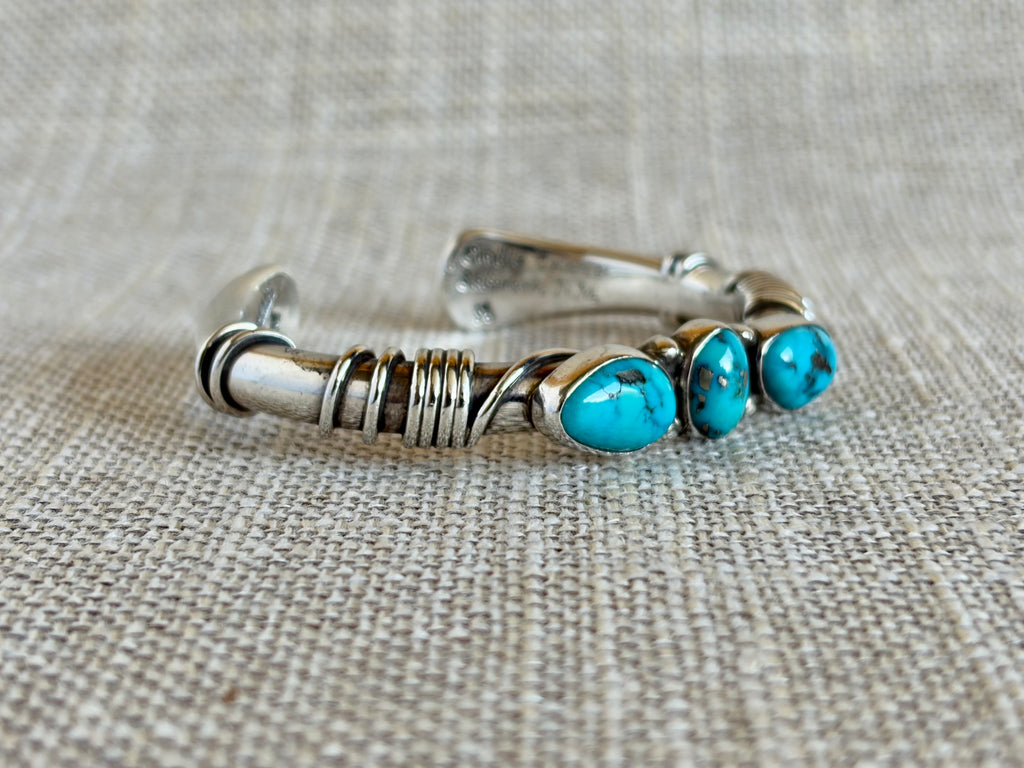Orville Tsinnie Morenci Turquoise and Sterling Silver Cuff Bracelet