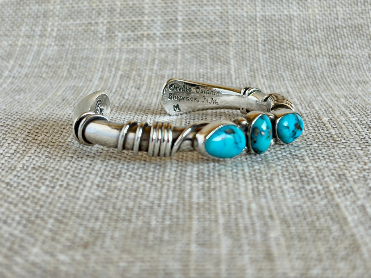 Orville Tsinnie Morenci Turquoise and Sterling Silver Cuff Bracelet