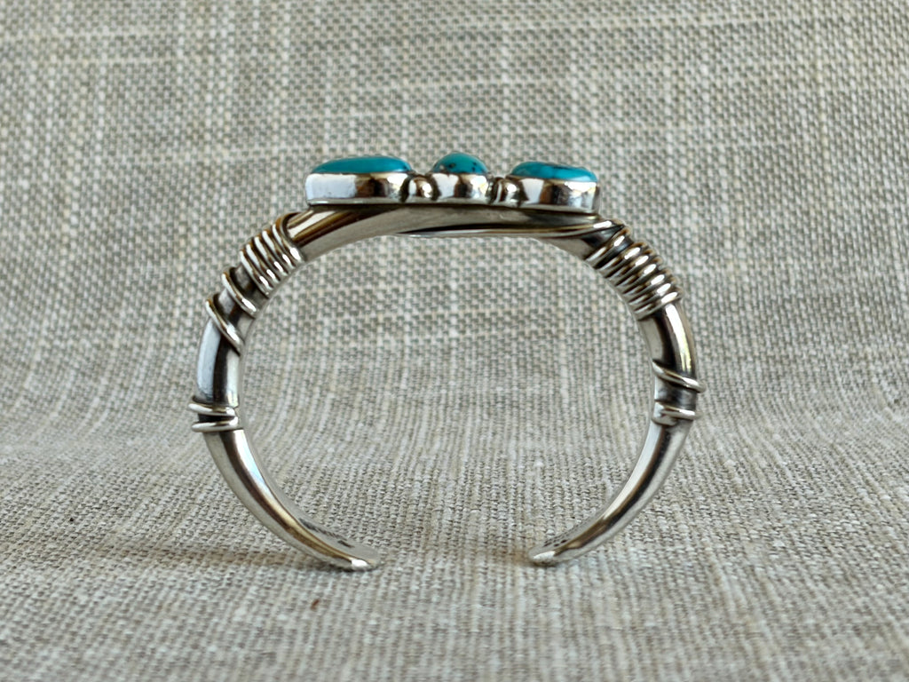 Orville Tsinnie Morenci Turquoise and Sterling Silver Cuff Bracelet