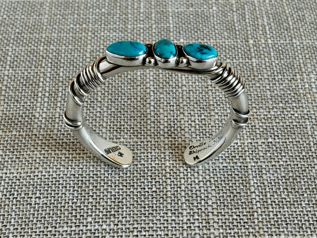 Orville Tsinnie Morenci Turquoise and Sterling Silver Cuff Bracelet