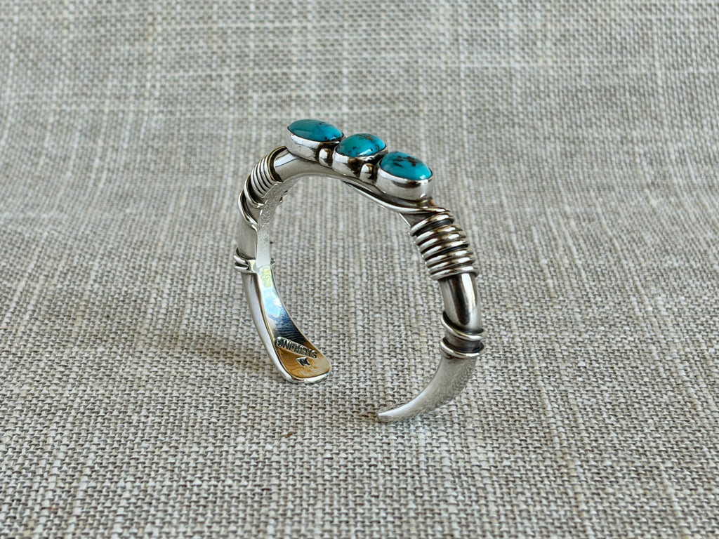 Orville Tsinnie Morenci Turquoise and Sterling Silver Cuff Bracelet