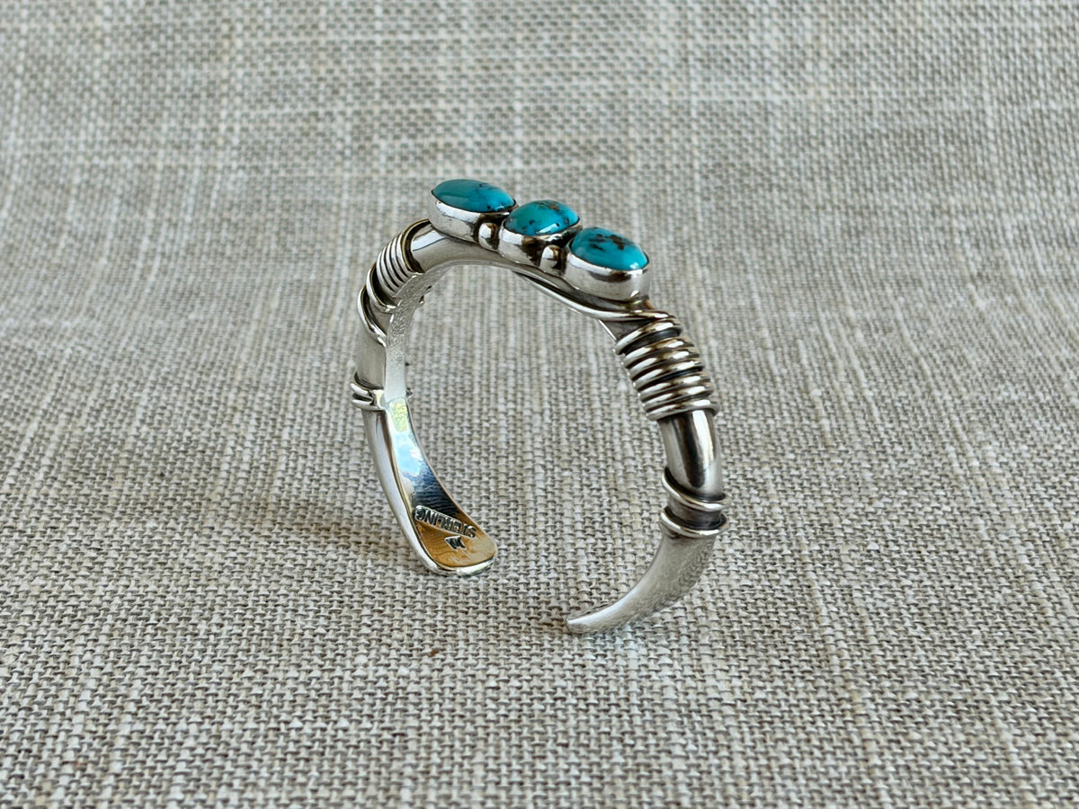 Orville Tsinnie Morenci Turquoise and Sterling Silver Cuff Bracelet
