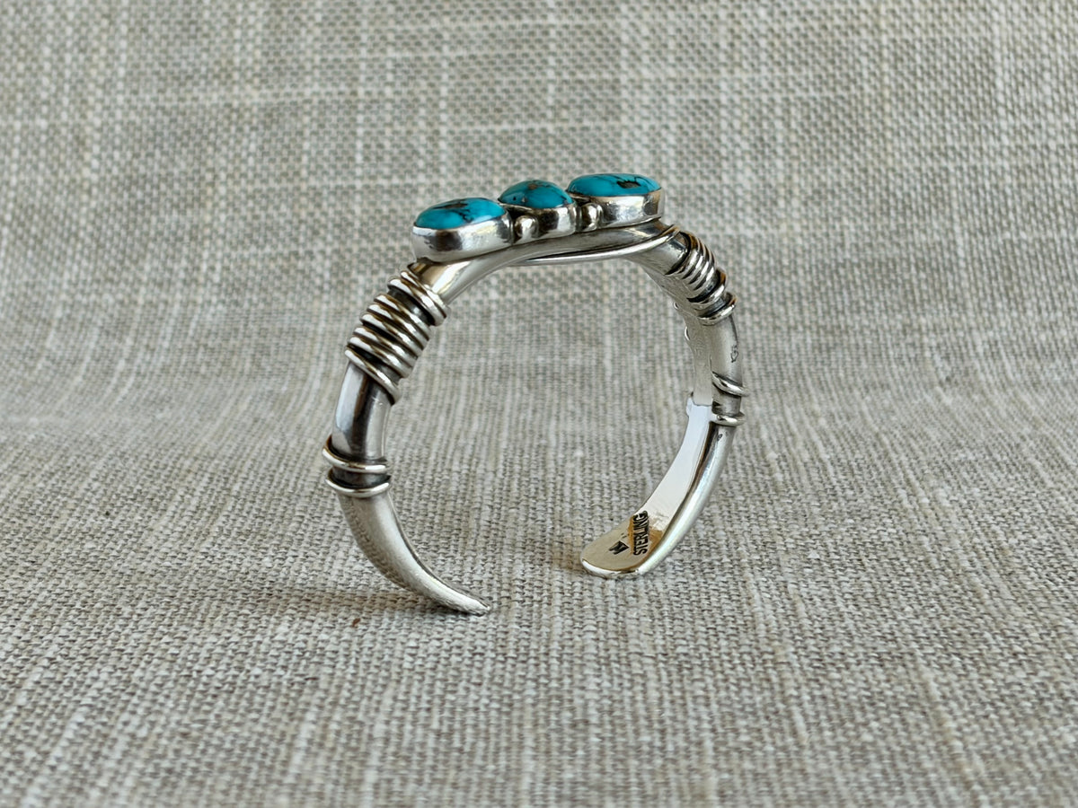 Orville Tsinnie Morenci Turquoise and Sterling Silver Cuff Bracelet