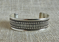 Modern Sterling Silver Cuff Bracelet by Navajo Artist Ron Yazzie