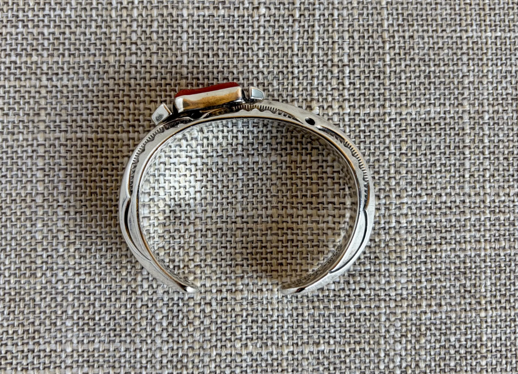 Orville Tsinnie Red Coral and Sterling Silver Cuff Bracelet