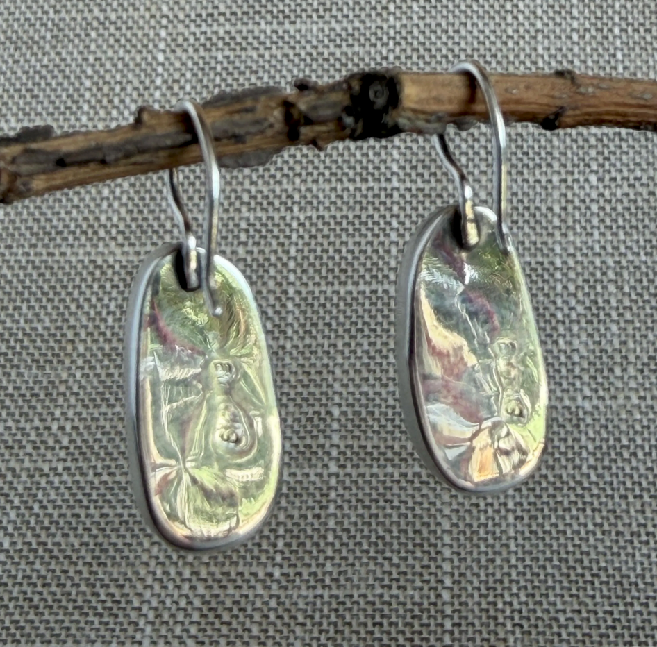 Blue Green Turquoise and Sterling Silver Drop Earrings