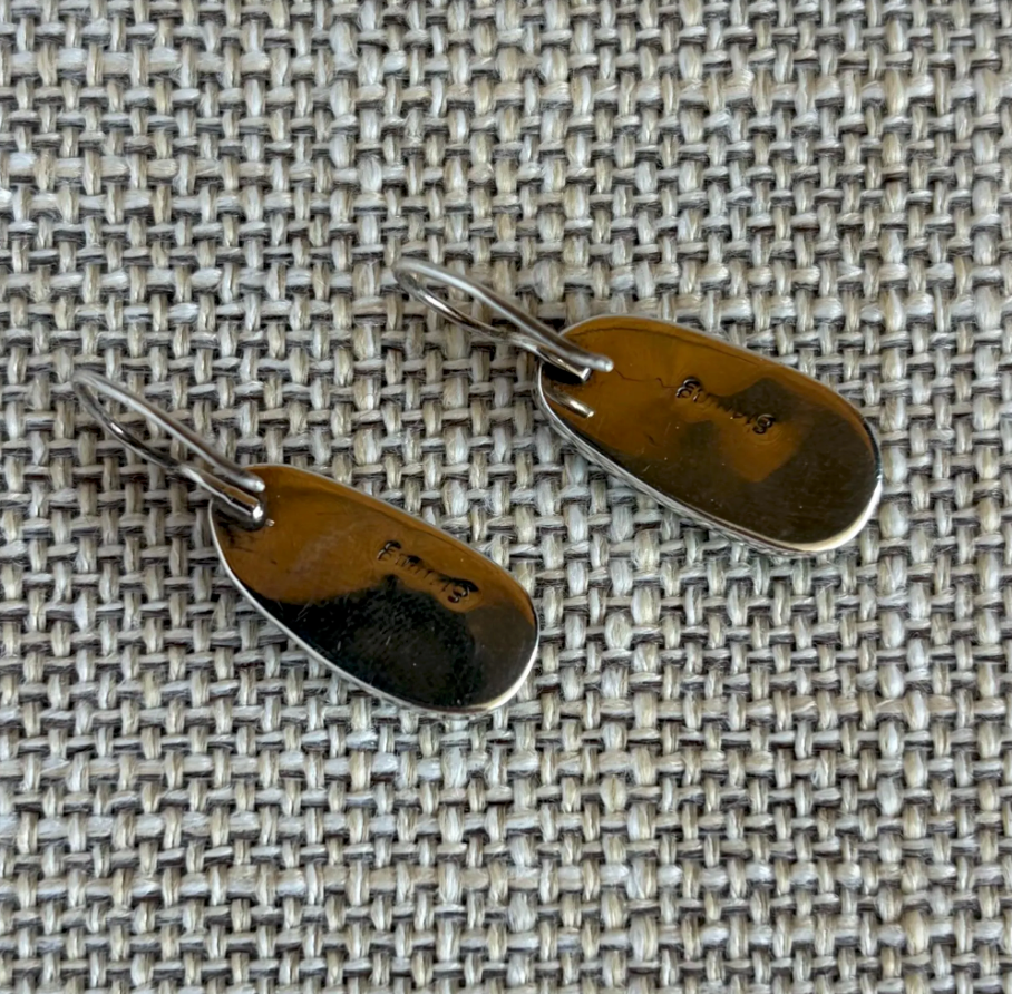 Blue Green Turquoise and Sterling Silver Drop Earrings