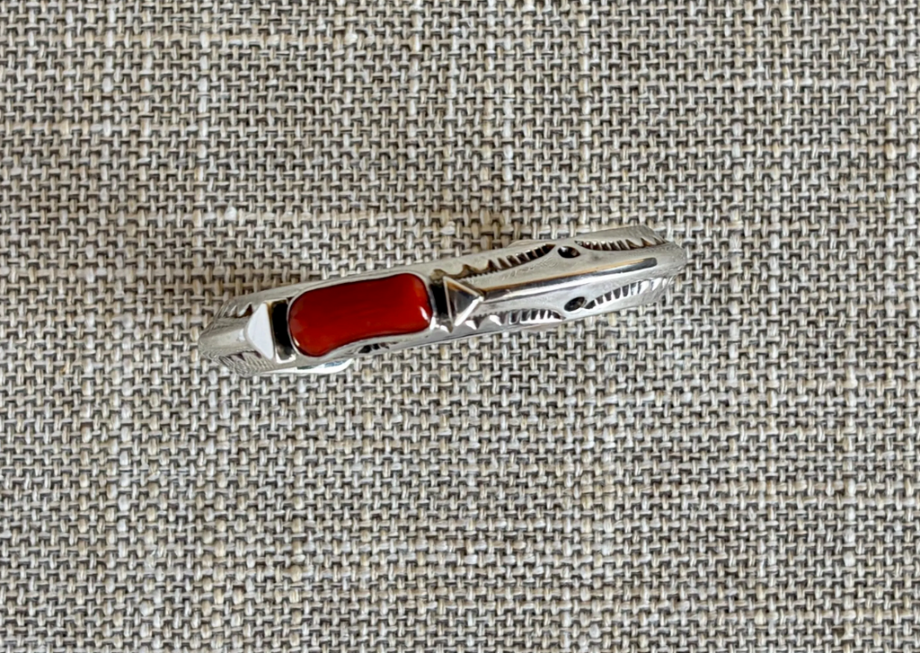 Orville Tsinnie Red Coral and Sterling Silver Cuff Bracelet