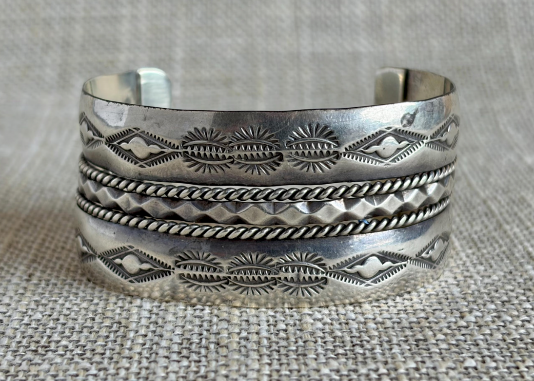 Vintage Old West Style Sterling Silver Cuff Bracelet