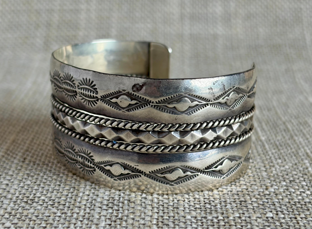 Vintage Old West Style Sterling Silver Cuff Bracelet
