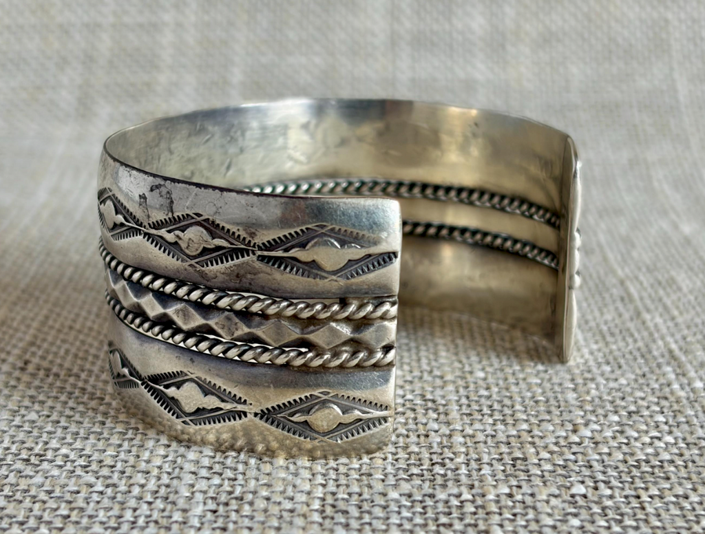 Vintage Old West Style Sterling Silver Cuff Bracelet