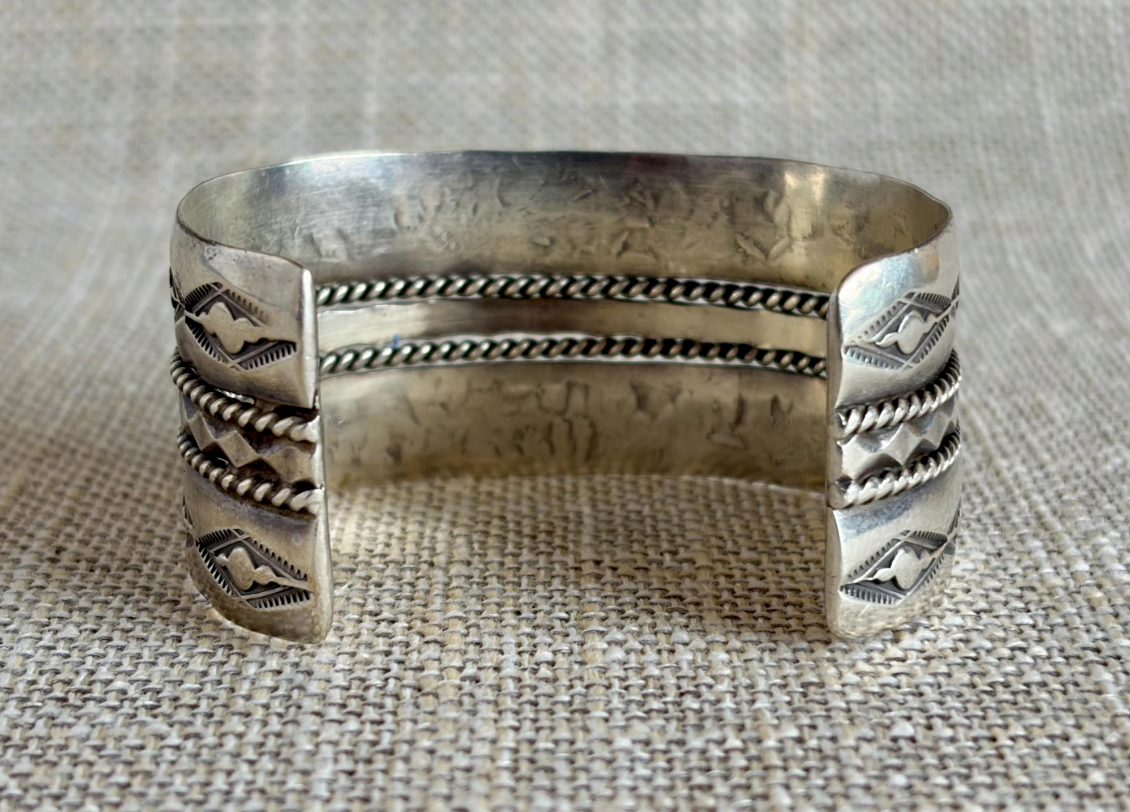 Vintage Old West Style Sterling Silver Cuff Bracelet