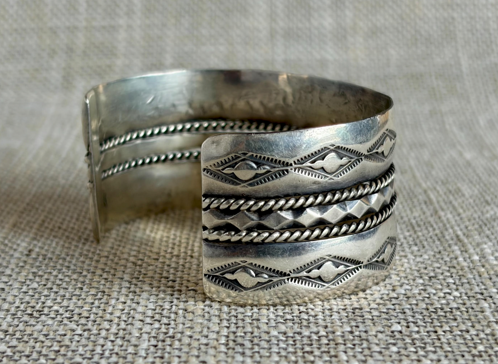 Vintage Old West Style Sterling Silver Cuff Bracelet