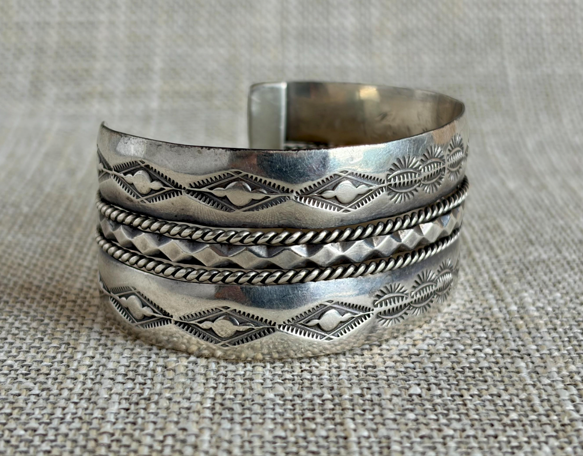 Vintage Old West Style Sterling Silver Cuff Bracelet