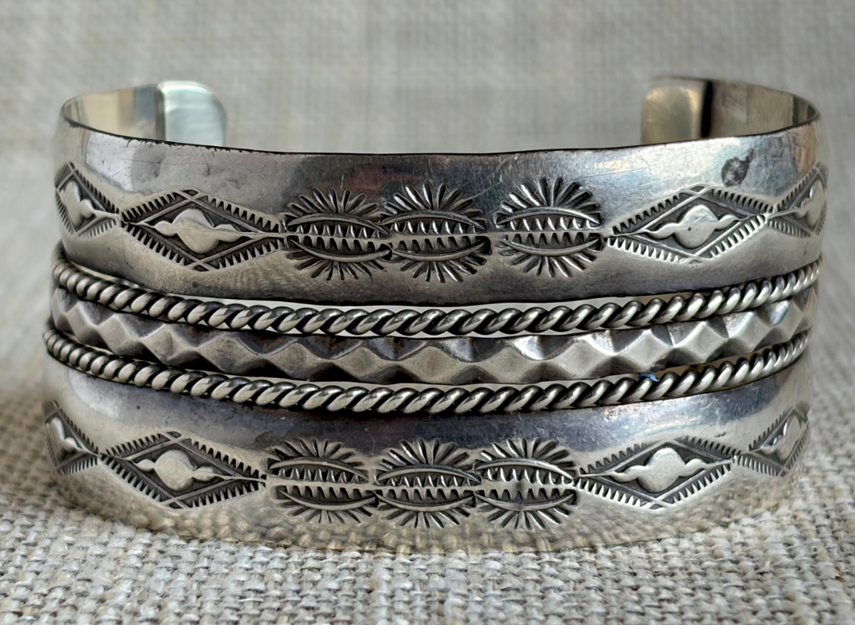 Vintage Old West Style Sterling Silver Cuff Bracelet
