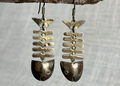 Vintage Mexican Sterling Silver Fish Skeleton Dangle Earrings