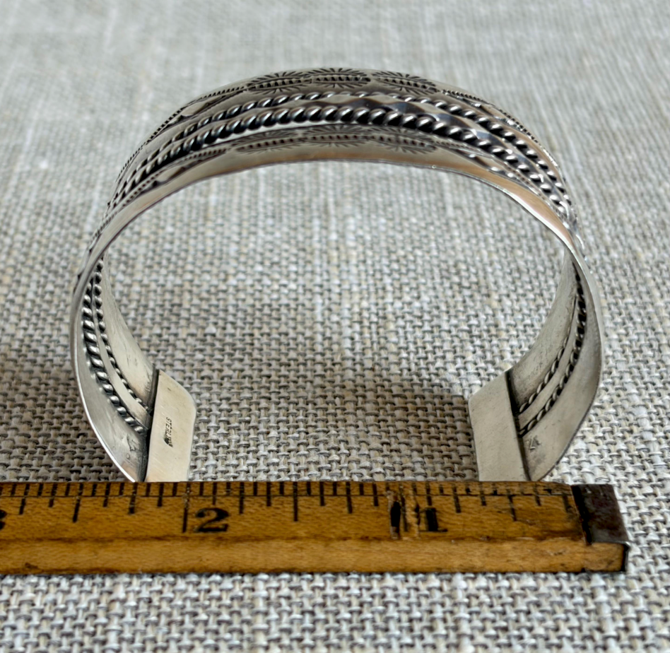 Vintage Old West Style Sterling Silver Cuff Bracelet