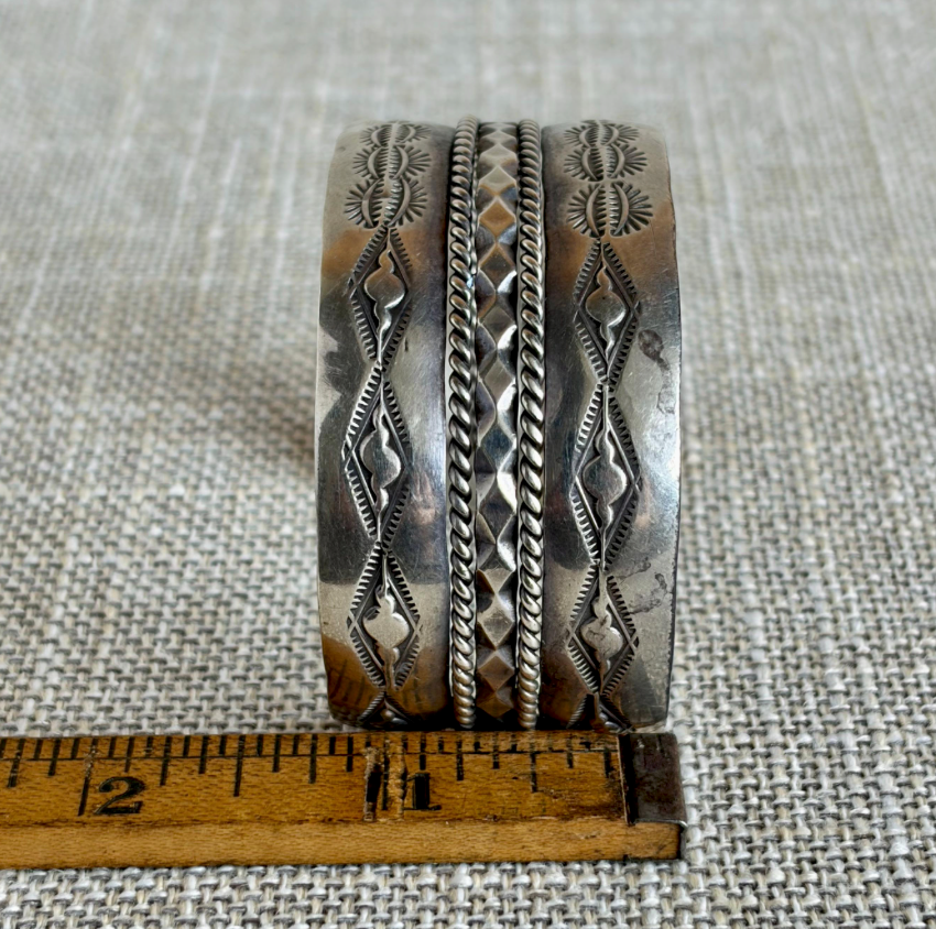 Vintage Old West Style Sterling Silver Cuff Bracelet