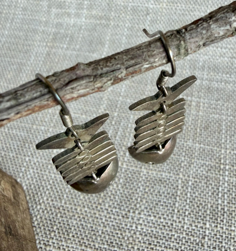 Vintage Mexican Sterling Silver Fish Skeleton Dangle Earrings