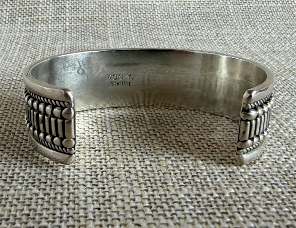 Modern Sterling Silver Cuff Bracelet by Navajo Artist Ron Yazzie
