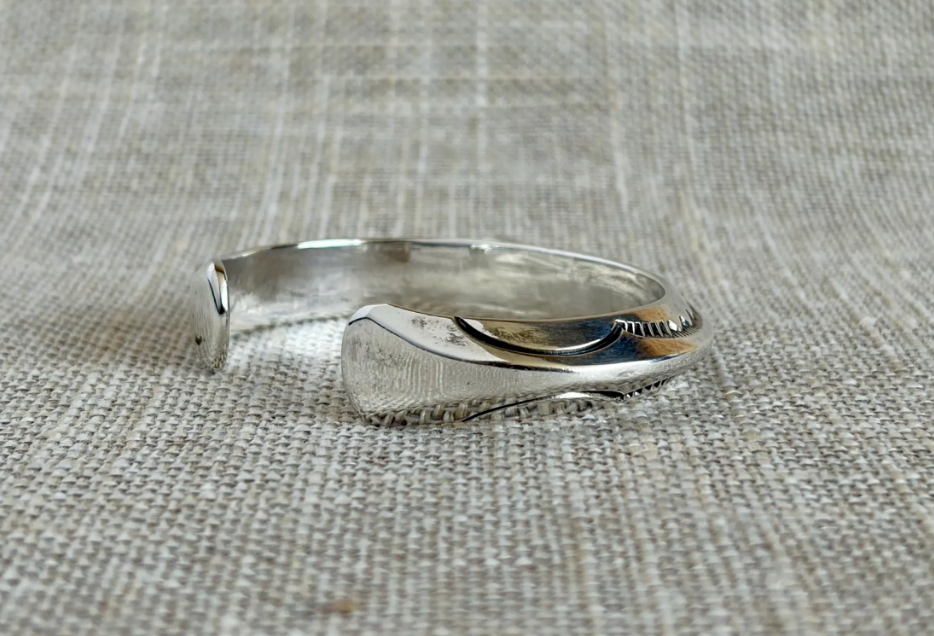 Orville Tsinnie Red Coral and Sterling Silver Cuff Bracelet