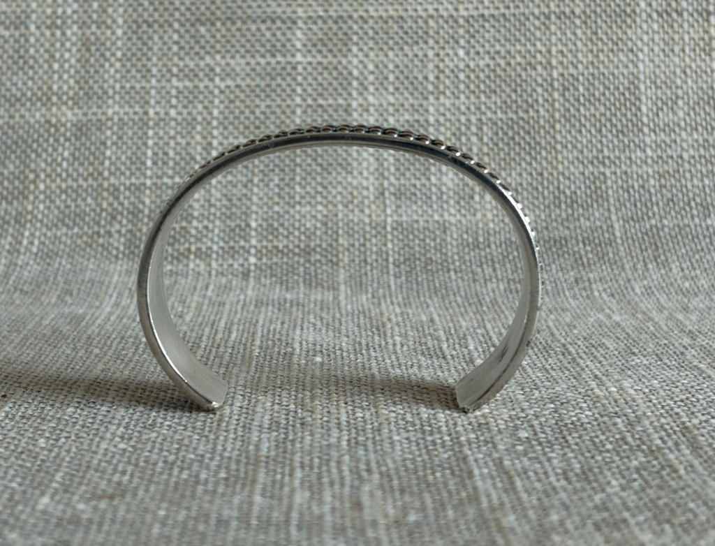 Modern Sterling Silver Cuff Bracelet by Navajo Artist Ron Yazzie